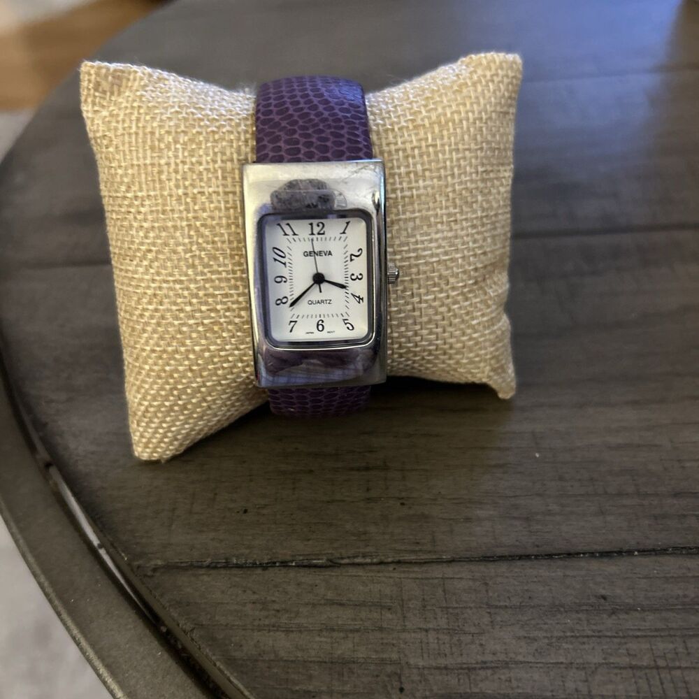 Geneva Purple Clamp Bracelet Watch Stainless Steel